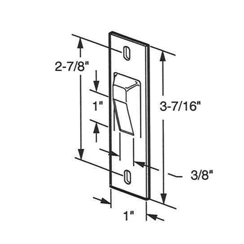 Strike, 3-7/16 inch Surface Mount for Sliding Glass Door - Strike, 3-7/16 inch Surface Mount for Sliding Glass Door