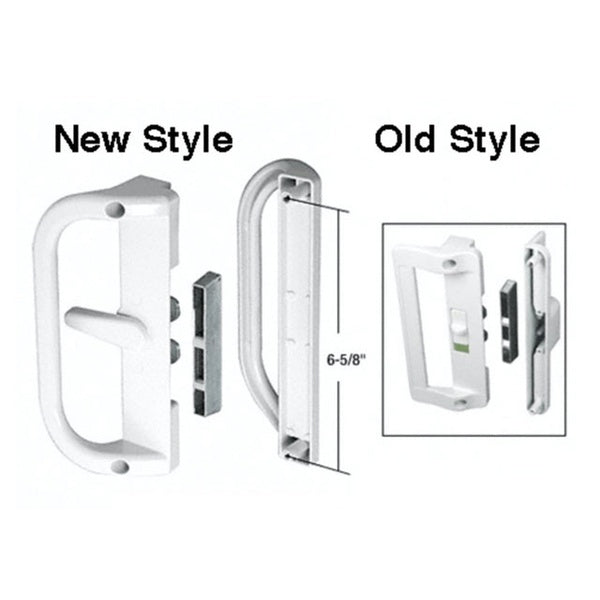 Sliding Patio Door Handlset White Non Keyed Door Handle 6 9/16 Inch Hole Center - Sliding Patio Door Handlset White Non Keyed Door Handle 6 9/16 Inch Hole Center