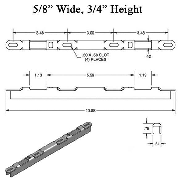 Narrow Sliding Door Strike Plate Keeper 3/4