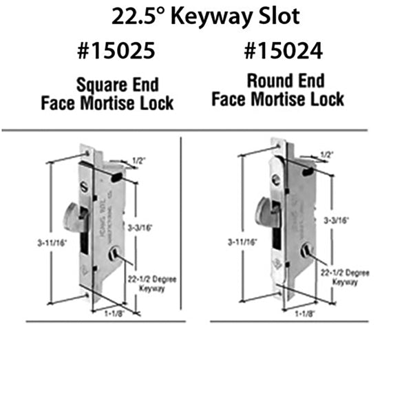 Adams Rite Mortise Lock 22.5 Slot - Square Face - Adams Rite Mortise Lock 22.5 Slot - Square Face
