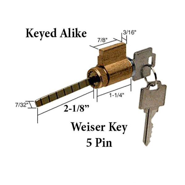 American Cylinder Lock - Weiser 5 Pin Tumbler, Keyed Alike Semi-Restricted Keyway - American Cylinder Lock - Weiser 5 Pin Tumbler, Keyed Alike Semi-Restricted Keyway