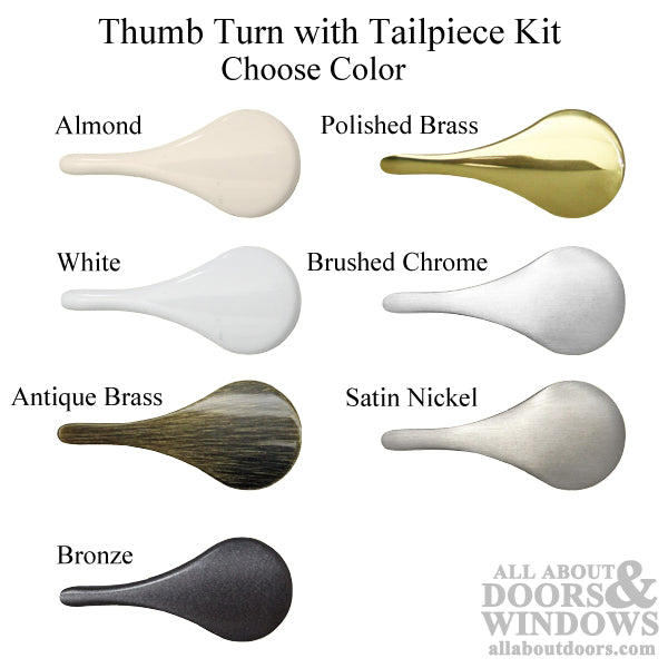 Thumb Turn with Tail Piece Kit - Choose Color - Thumb Turn with Tail Piece Kit - Choose Color