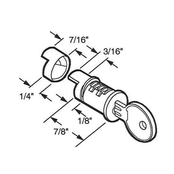 Discontinued - Cylinder Lock, Sliding Patio Door, Wafer Catch, 1-1/8-inch to 1-1/4-inch Door - Discontinued - Cylinder Lock, Sliding Patio Door, Wafer Catch, 1-1/8-inch to 1-1/4-inch Door