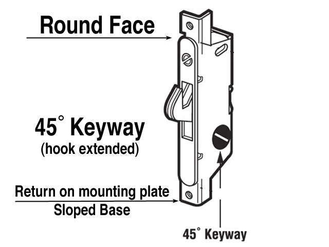 Adams Rite Mortise lock 45°  Slot, Sliding Patio Door, Angled Body - Steel - Adams Rite Mortise lock 45°  Slot, Sliding Patio Door, Angled Body - Steel