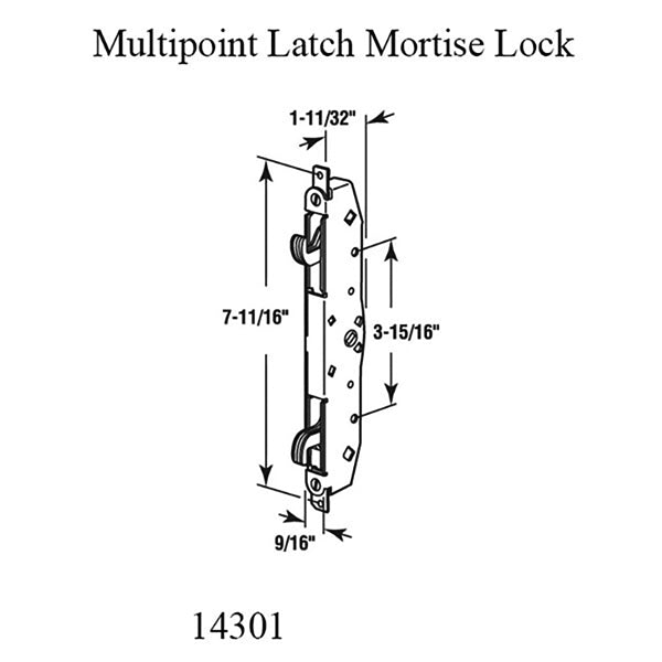 2 Point Mortise Lock - Sliding Patio Door, Generic Keyway - Steel - 2 Point Mortise Lock - Sliding Patio Door, Generic Keyway - Steel