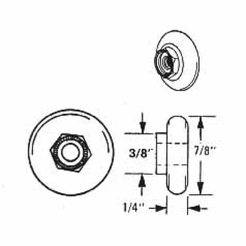 Oval Nylon Ball Bearing Wheel Roller for Shower Doors 7/8