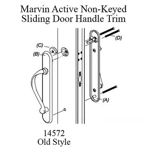 Marvin Sliding Door Handle Set, Old Style, Active, NO Key with Thumb-turn - Choose Color - Marvin Sliding Door Handle Set, Old Style, Active, NO Key with Thumb-turn - Choose Color