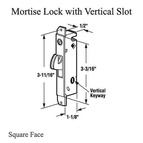 Mortise Lock for Sliding Patio Door with Unique Body and Vertical Keyway - Mortise Lock for Sliding Patio Door with Unique Body and Vertical Keyway