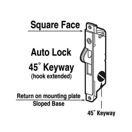 Mortise Lock, 45 ° Slot, Auto Lock, Square Face End - Adams - Mortise Lock, 45 ° Slot, Auto Lock, Square Face End - Adams