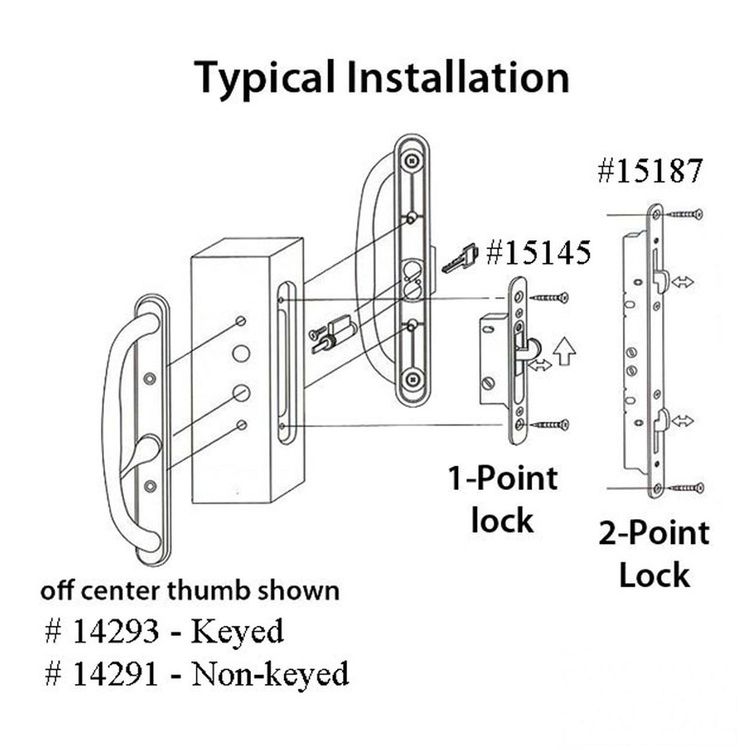 Mortise Lock with Face Plate, 45 Slot Wood or Vinyl Door - Mortise Lock with Face Plate, 45 Slot Wood or Vinyl Door