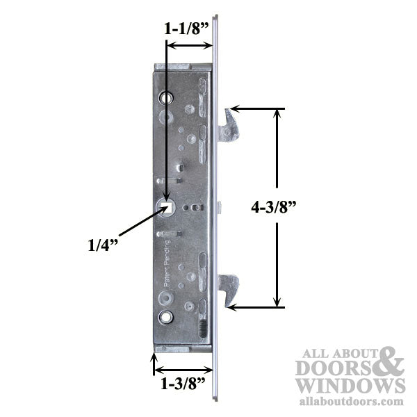 ROTO 2 Hook Mortise Lock  Sliding Door Mortise Lock With 2 Hook With 1.125 Inch  Backset - ROTO 2 Hook Mortise Lock  Sliding Door Mortise Lock With 2 Hook With 1.125 Inch  Backset
