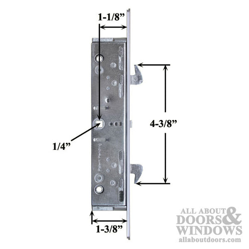 ROTO 2 Hook Mortise Lock  Sliding Door Mortise Lock With 2 Hook With 1.125 Inch  Backset - ROTO 2 Hook Mortise Lock  Sliding Door Mortise Lock With 2 Hook With 1.125 Inch  Backset