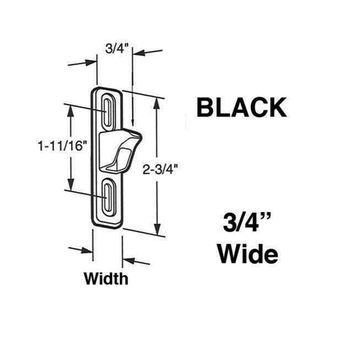 Keeper - Sliding Patio Door, Diecast - Wide 3/4 inch - Black - Keeper - Sliding Patio Door, Diecast - Wide 3/4 inch - Black