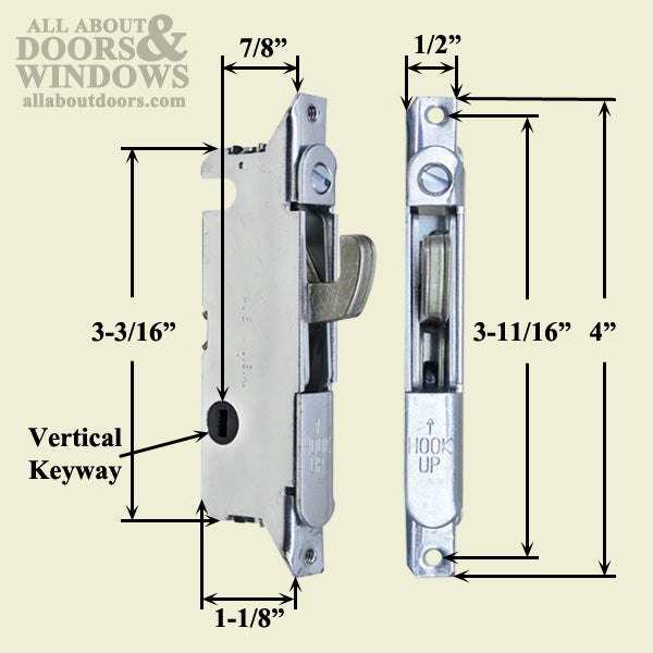 Common Mortise Lock, Vertical Slot Metal Sliding Patio Doors, W & F Style - Common Mortise Lock, Vertical Slot Metal Sliding Patio Doors, W & F Style