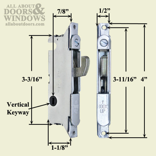 Common Mortise Lock, Vertical Slot Metal Sliding Patio Doors, W & F Style - Common Mortise Lock, Vertical Slot Metal Sliding Patio Doors, W & F Style
