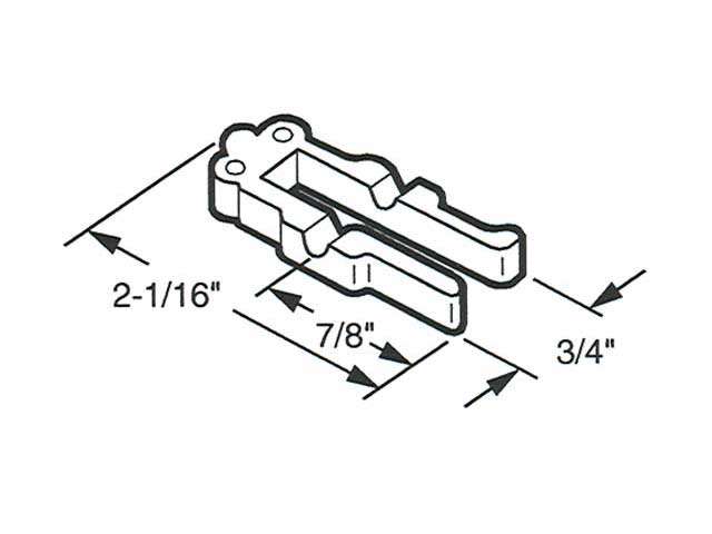 Sliding Glass Door Latch Yoke for Trimview Door Handles 2-1/16 Inch Length - Sliding Glass Door Latch Yoke for Trimview Door Handles 2-1/16 Inch Length
