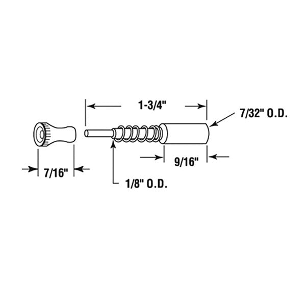 Window Screen Plunger Pin, Nylon, 1-1/2” Long , Set of 4 - Window Screen Plunger Pin, Nylon, 1-1/2” Long , Set of 4