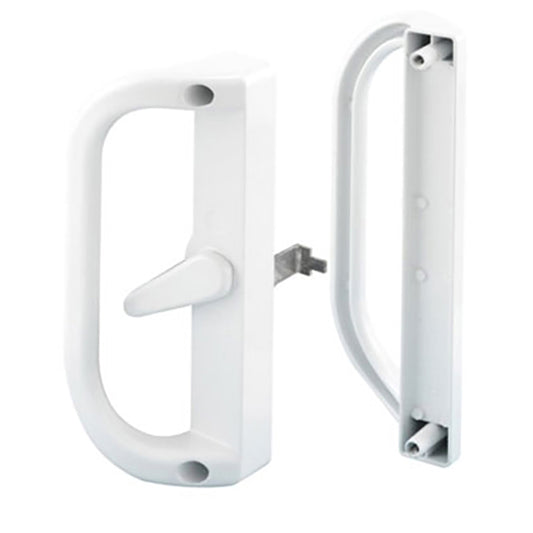 Sliding Patio Door Handle Set 6-5/8 Inch Hole Center, Die-cast, White