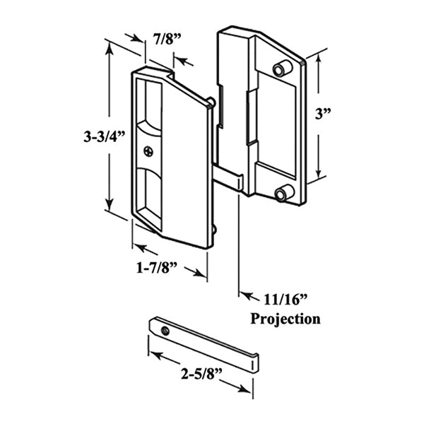 Non-Handed Plastic Latch & Pull for Sliding Screen Door - Black - Non-Handed Plastic Latch & Pull for Sliding Screen Door - Black