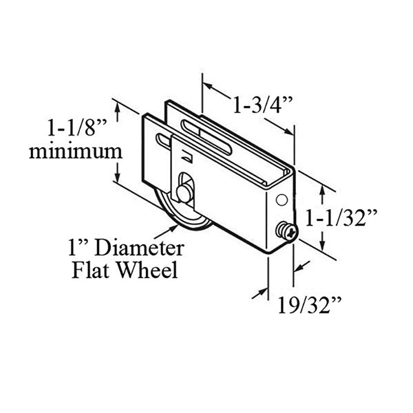 Capitol 930 Patio Door Roller 1 inch Steel Wheel With Steel Housing Sliding Patio Door Roller - Capitol 930 Patio Door Roller 1 inch Steel Wheel With Steel Housing Sliding Patio Door Roller