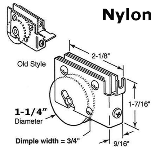 Sliding Door Roller With Adjustable Steel housing 1.25 Inch Nylon Wheel C Tab Housing - Sliding Door Roller With Adjustable Steel housing 1.25 Inch Nylon Wheel C Tab Housing