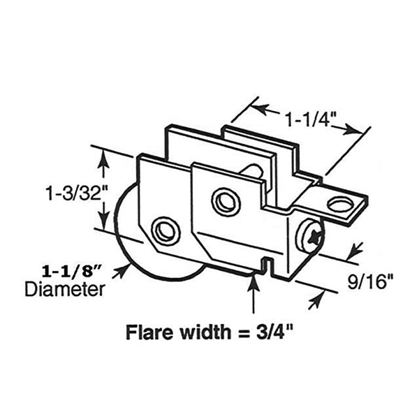 Sliding Door Roller With B Tab Housing 1.25 Inch Steel Wheel Door Roller - Sliding Door Roller With B Tab Housing 1.25 Inch Steel Wheel Door Roller
