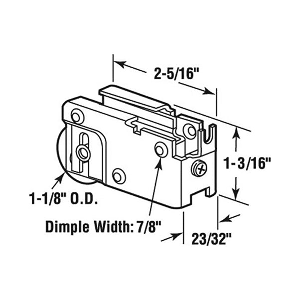 Sliding Door Roller With Adjustable U Tab Housing 1.125 Steel Roller - Sliding Door Roller With Adjustable U Tab Housing 1.125 Steel Roller