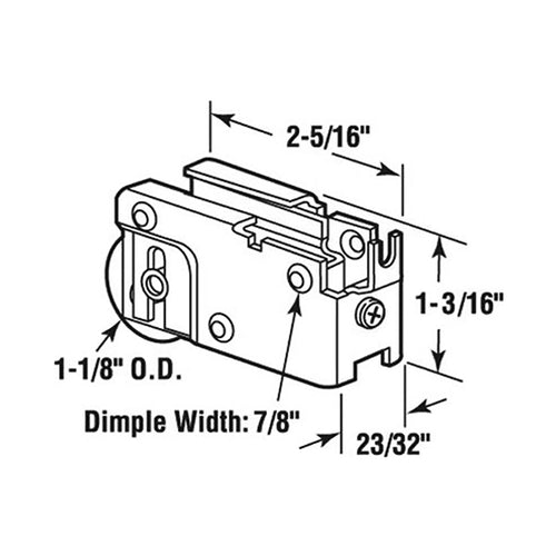 Sliding Door Roller With Adjustable U Tab Housing 1.125 Steel Roller - Sliding Door Roller With Adjustable U Tab Housing 1.125 Steel Roller