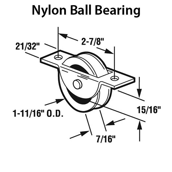 Roller Assembly for Sliding Patio Doors with Adjustable Aluminum Housing  1.688 Inch Nylon Wheel Diameter - Roller Assembly for Sliding Patio Doors with Adjustable Aluminum Housing  1.688 Inch Nylon Wheel Diameter