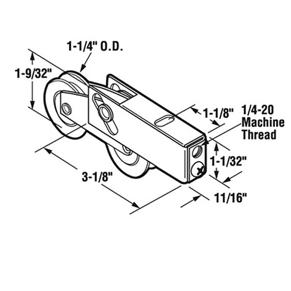 Sliding Door Roller With Steel Plain Back Housing 1.25 Inch Steel Wheels - Sliding Door Roller With Steel Plain Back Housing 1.25 Inch Steel Wheels