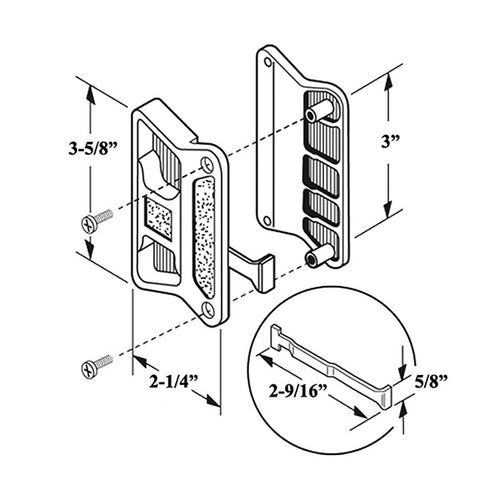 Non-Handed Latch & Pull for Sliding Screen Door - Black - Non-Handed Latch & Pull for Sliding Screen Door - Black