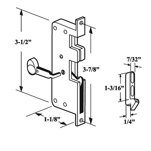Non-Handed Plastic Latch Assembly with Steel Hook for Sliding Screen Door - Black - Non-Handed Plastic Latch Assembly with Steel Hook for Sliding Screen Door - Black