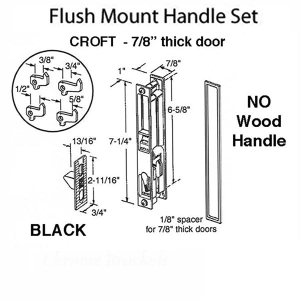 Handle Set For Sliding Patio Door Flush Mount Type with No Handle 6-5/8 Inch Screw Hole Center - Handle Set For Sliding Patio Door Flush Mount Type with No Handle 6-5/8 Inch Screw Hole Center