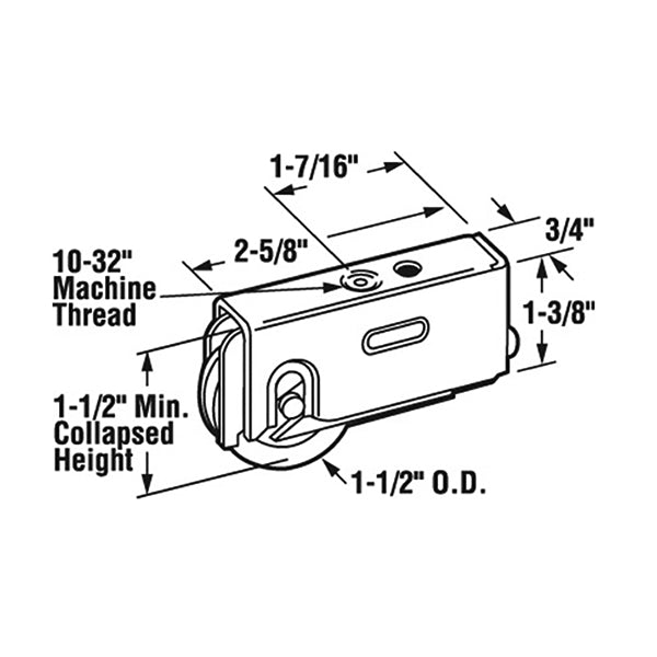 Sliding Door Roller With 1.5 Inch Steel Wheel With Steel Plain Back Housing - Sliding Door Roller With 1.5 Inch Steel Wheel With Steel Plain Back Housing