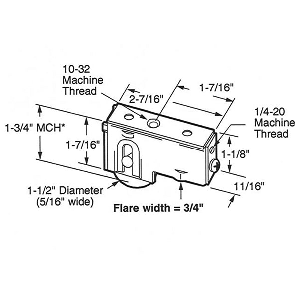 Roller Assembly for Sliding Patio Door 1.5 Inch Steel Wheel Diameter - Roller Assembly for Sliding Patio Door 1.5 Inch Steel Wheel Diameter