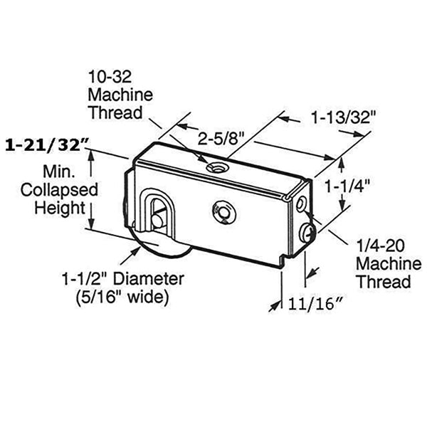 Door Roller For Sliding Doors With Adjustable Plain Back Housing 1.5 Inch Nylon Wheel - Door Roller For Sliding Doors With Adjustable Plain Back Housing 1.5 Inch Nylon Wheel