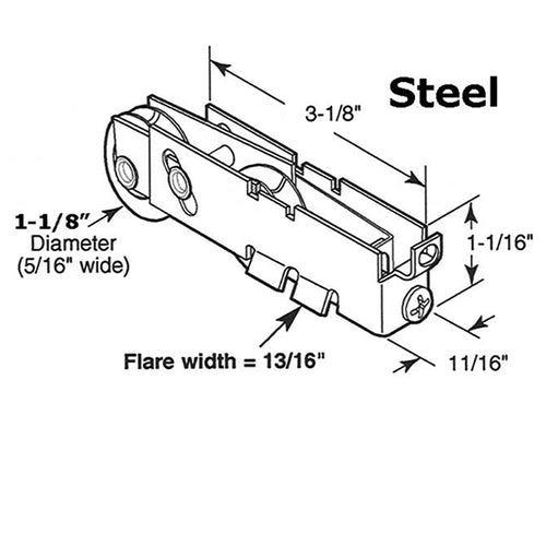 Door Tandem Roller F Tab Housing 1.125 Inch Steel Dual Wheel Sliding Patio Door Roller - Door Tandem Roller F Tab Housing 1.125 Inch Steel Dual Wheel Sliding Patio Door Roller