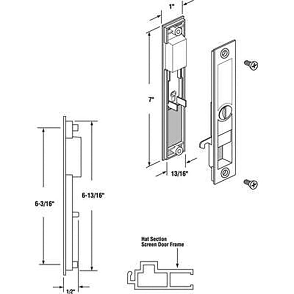 Non-Handed Latch & Pull for Sliding Screen Door - Black - Non-Handed Latch & Pull for Sliding Screen Door - Black