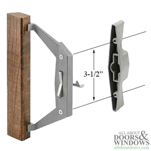 Trimview Patio Door Handle Set 3.5 Inch Screw Hole Spacing Gray Handle With Flip Latch - Trimview Patio Door Handle Set 3.5 Inch Screw Hole Spacing Gray Handle With Flip Latch