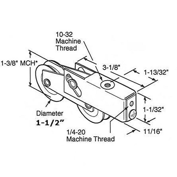 Tandem Door Roller 1.5 Inch Steel Wheel Plain Back Tandem Door Roller - Tandem Door Roller 1.5 Inch Steel Wheel Plain Back Tandem Door Roller