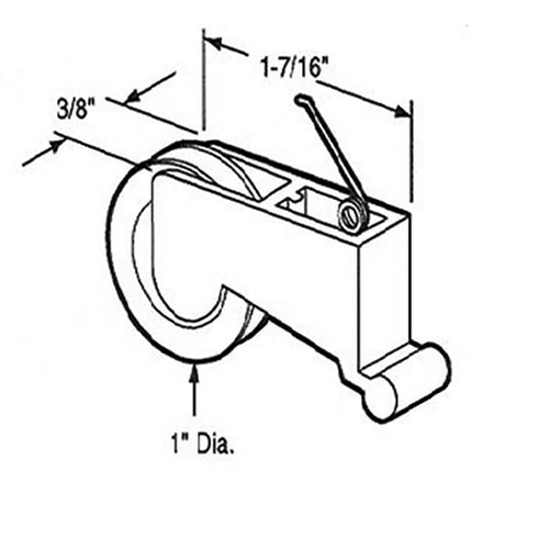 Roller Assembly with 1 Inch Nylon Wheel for Sliding Screen Door - Roller Assembly with 1 Inch Nylon Wheel for Sliding Screen Door