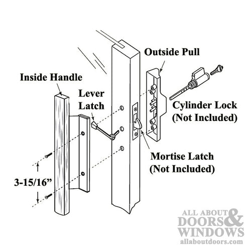 Deluxe Surface Mounted Handle Set for Sliding Glass Door Extruded Aluminum Inside Pull with Diecast Outside Pull - Deluxe Surface Mounted Handle Set for Sliding Glass Door Extruded Aluminum Inside Pull with Diecast Outside Pull
