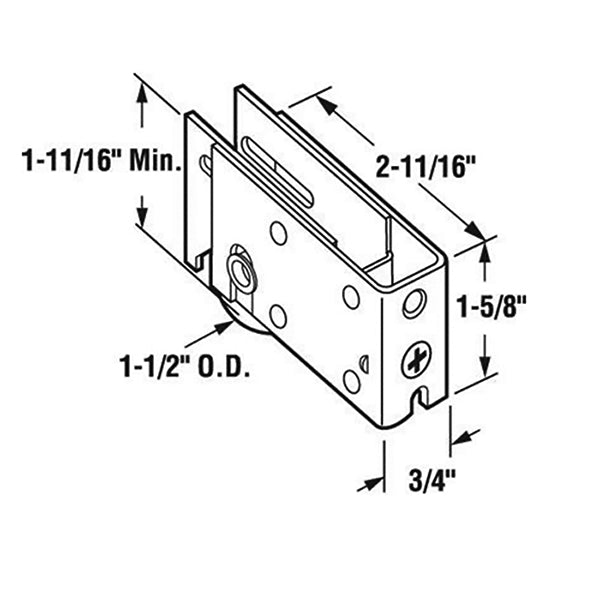 Sliding Door Roller Adjustable Steel Plain Back Housing With 1.5 Inch Steel Wheel - Sliding Door Roller Adjustable Steel Plain Back Housing With 1.5 Inch Steel Wheel