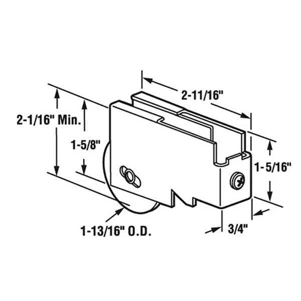 Sliding Door Roller Assembly with 1.8125 Inch Steel Ball Bearing Wheel Diameter - Sliding Door Roller Assembly with 1.8125 Inch Steel Ball Bearing Wheel Diameter