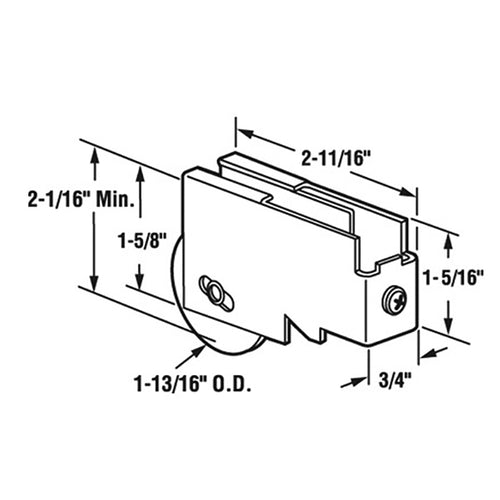 Sliding Door Roller Assembly with 1.8125 Inch Steel Ball Bearing Wheel Diameter - Sliding Door Roller Assembly with 1.8125 Inch Steel Ball Bearing Wheel Diameter