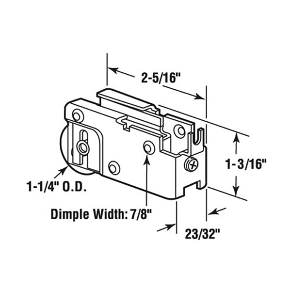 Sliding Patio Door Roller With Steel Adjustable C Tab Housing 1.25 Inch Steel Wheel - Sliding Patio Door Roller With Steel Adjustable C Tab Housing 1.25 Inch Steel Wheel