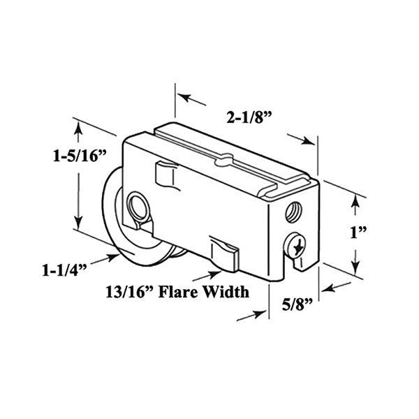 Roller Assembly for Sliding Patio Doors with Adjustable Steel Housing 1.25 Inch Nylon Wheel Diameter - Roller Assembly for Sliding Patio Doors with Adjustable Steel Housing 1.25 Inch Nylon Wheel Diameter