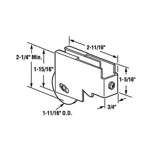 Arcadia Patio Door Roller with Metal Housing 1.688 Inch Nylon Wheel Diameter - Arcadia Patio Door Roller with Metal Housing 1.688 Inch Nylon Wheel Diameter