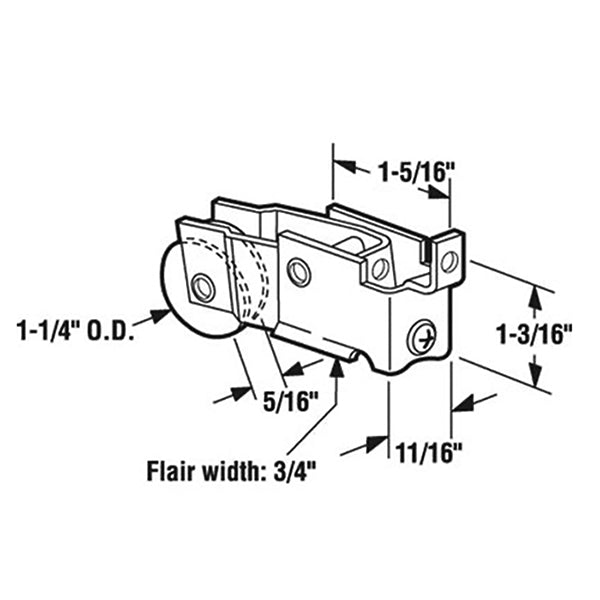Roller Assembly for Sliding Patio Doors with Adjustable Steel Housing 1.25 Inch Steel Ball Bearing Wheel Diameter - Roller Assembly for Sliding Patio Doors with Adjustable Steel Housing 1.25 Inch Steel Ball Bearing Wheel Diameter