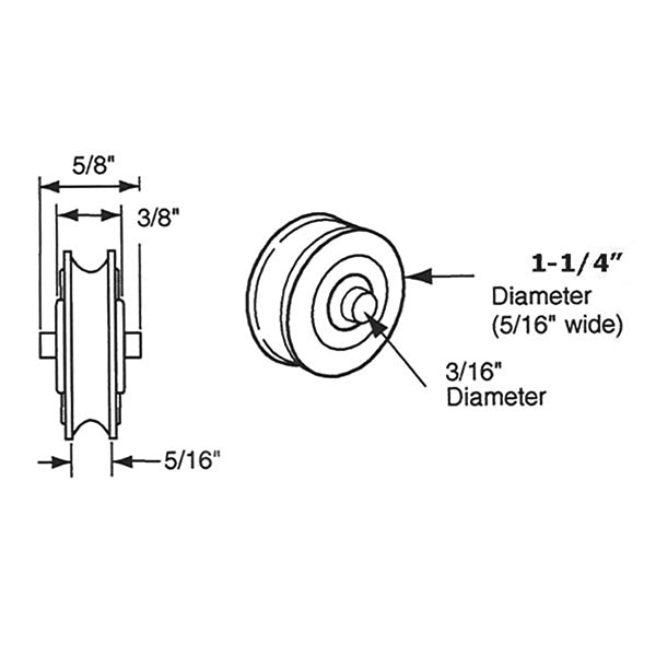Roller - Sliding Patio Door, Nylon Ball Bearing - 1-1/4